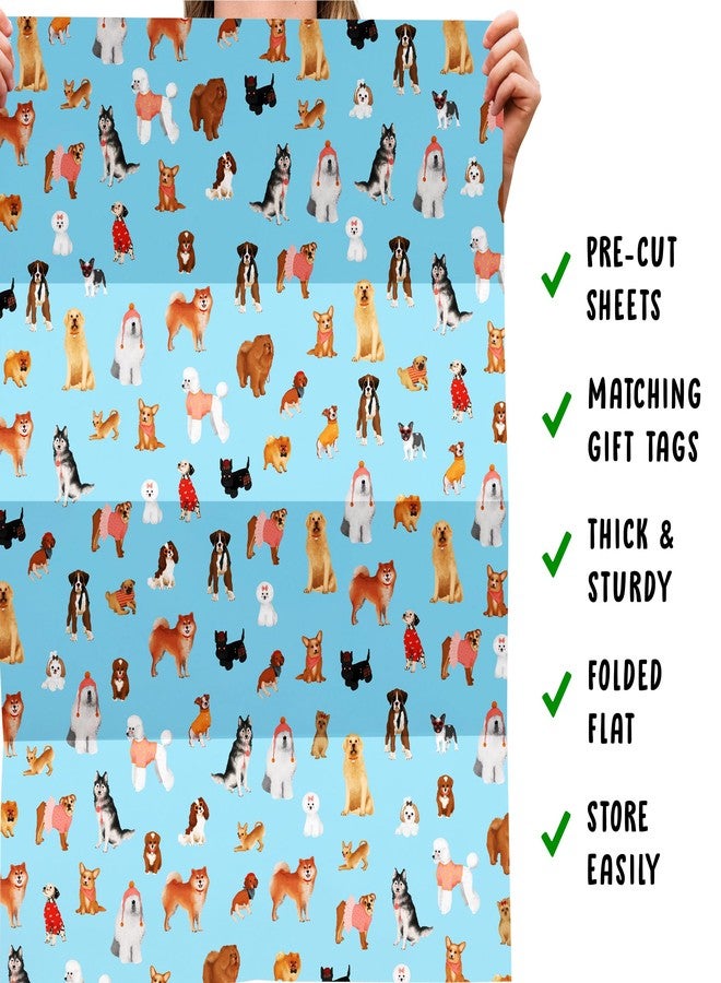 CENTRAL 23 - Blue Wrapping Paper Sheets - Puppy Dogs - 6 Gift Wrap Sheets - Birthday GiftWrap - Recyclable - Image 5